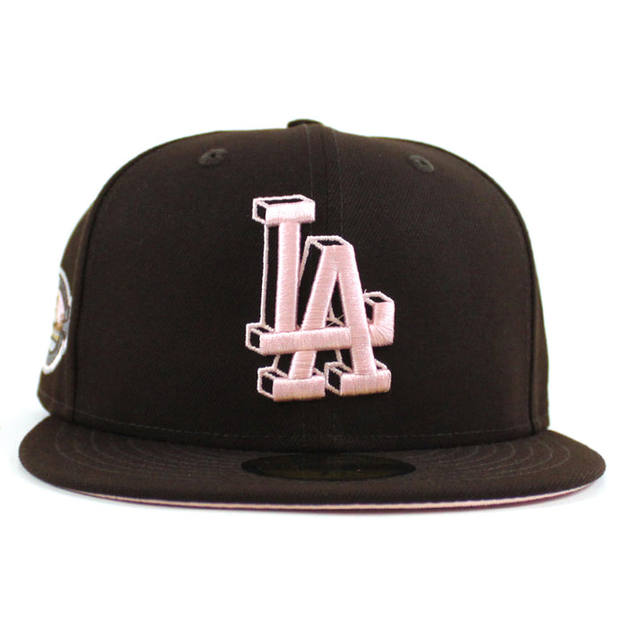 Los Angeles Dodgers 50th Anniversary DODGERS STADIUM New Era 59Fifty Fitted Hat (Burntwood Pink Under Brim)