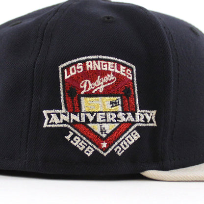Los Angeles Dodgers 50th Anniversary DODGERS STADIUM New Era 59Fifty Fitted Hat (Navy Stone Gray Under Brim)