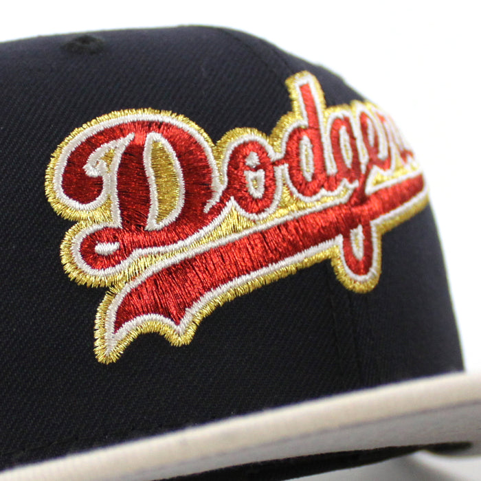 Los Angeles Dodgers 50th Anniversary DODGERS STADIUM New Era 59Fifty Fitted Hat (Navy Stone Gray Under Brim)