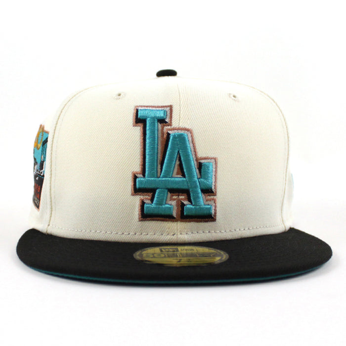 Los Angeles Dodgers 60th Anniversary Dodgers Stadium New Era 59Fifty Fitted Hat (CHROME WHITE BLACK AQUA Under Brim)