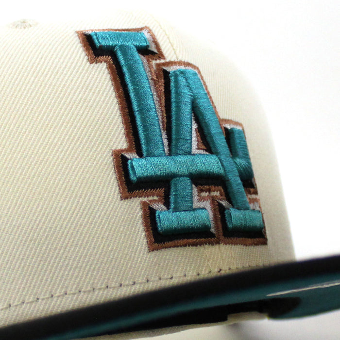 Los Angeles Dodgers 60th Anniversary Dodgers Stadium New Era 59Fifty Fitted Hat (CHROME WHITE BLACK AQUA Under Brim)