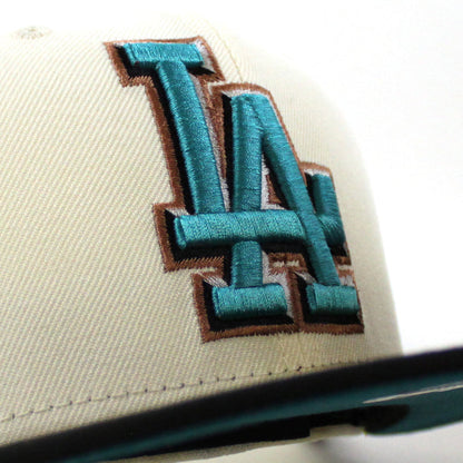 Los Angeles Dodgers 60th Anniversary Dodgers Stadium New Era 59Fifty Fitted Hat (CHROME WHITE BLACK AQUA Under Brim)