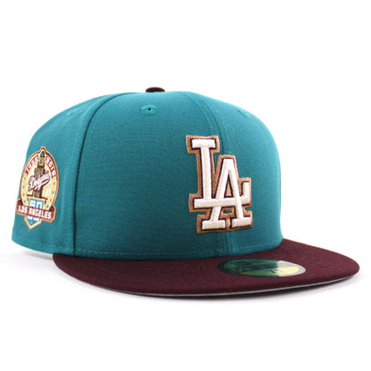 Los Angeles Dodgers 60th Anniversary New Era 59Fifty Fitted Hat (Aqua Maroon Gray Under Brim)