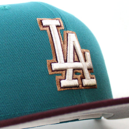 Los Angeles Dodgers 60th Anniversary New Era 59Fifty Fitted Hat (Aqua Maroon Gray Under Brim)