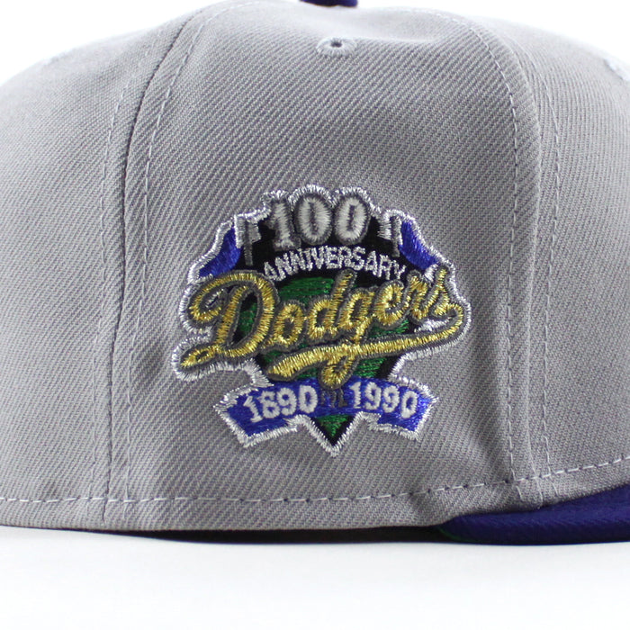 Los Angeles Dodgers Death Note 100 Years Patch New Era 59Fifty Fitted Hat (Gray Royal Blue Green Under Brim)