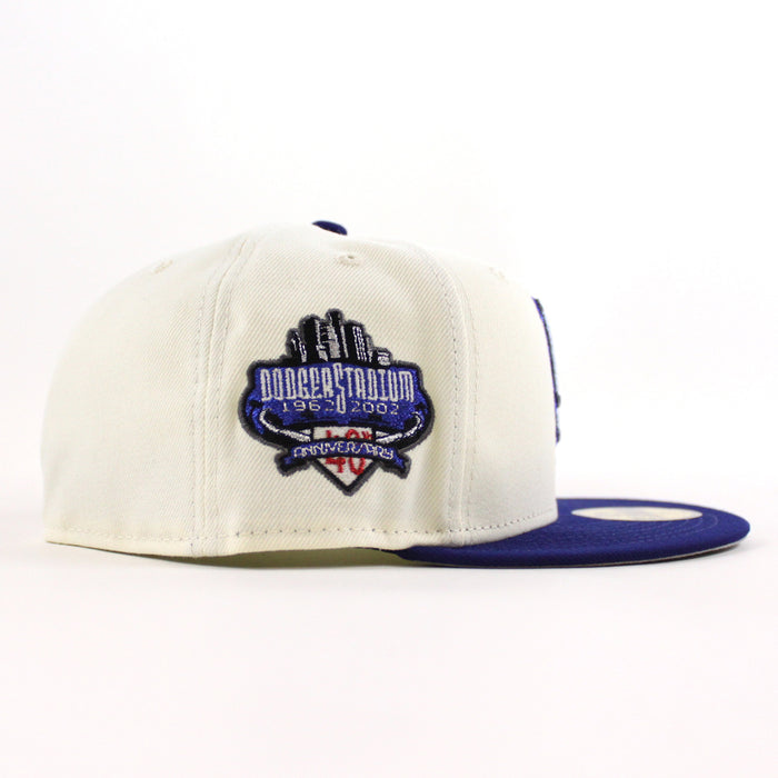 Los Angeles Dodgers I Bleed Dodger Blue 40th Anniversary New Era 59Fifty Fitted Hat (Chrome White Royal Blue Gray Under Brim)
