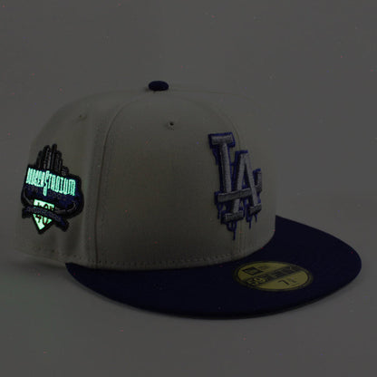 Los Angeles Dodgers I Bleed Dodger Blue 40th Anniversary New Era 59Fifty Fitted Hat (Chrome White Royal Blue Gray Under Brim)