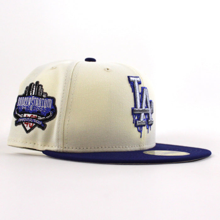 Los Angeles Dodgers I Bleed Dodger Blue 40th Anniversary New Era 59Fifty Fitted Hat (Chrome White Royal Blue Gray Under Brim)