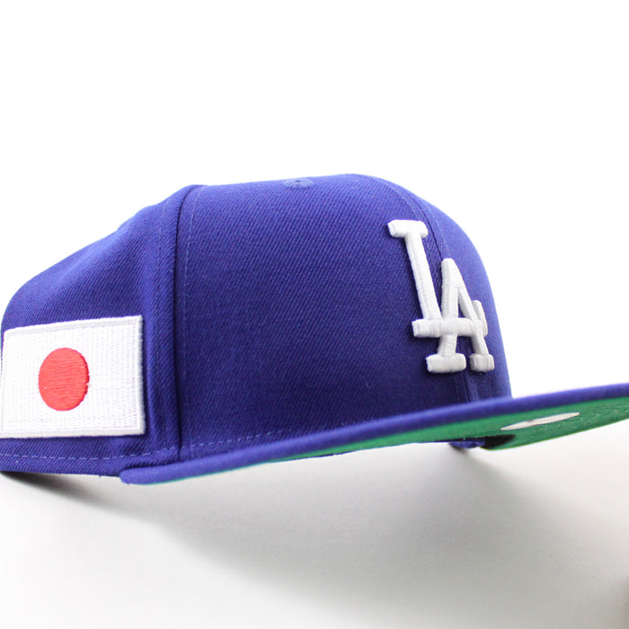 Los Angeles Dodgers JAPANESE FLAG Patch New Era 59Fifty Fitted Hat (Royal Blue Green Under Brim)