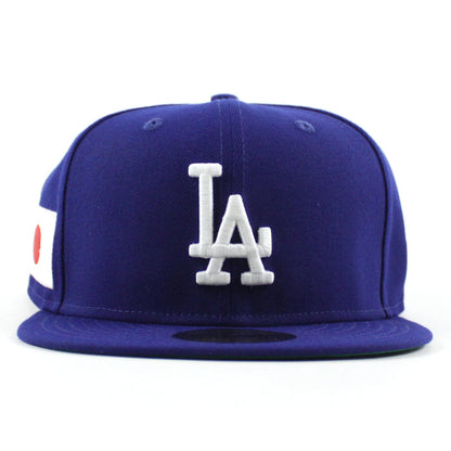 Los Angeles Dodgers JAPANESE FLAG Patch New Era 59Fifty Fitted Hat (Royal Blue Green Under Brim)