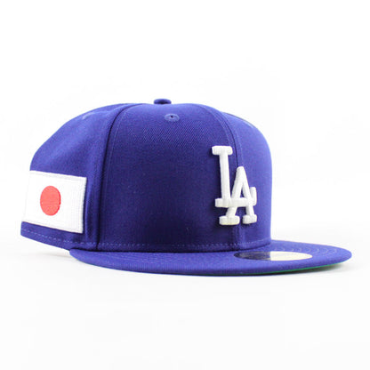Los Angeles Dodgers JAPANESE FLAG Patch New Era 59Fifty Fitted Hat (Royal Blue Green Under Brim)