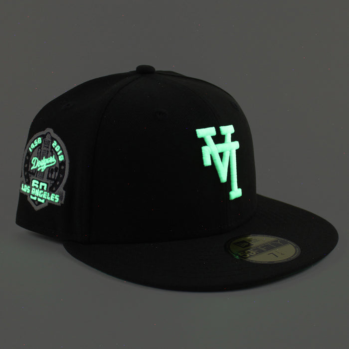 Los Angeles Dodgers Upside Down 60th Anniversary New Era 59Fifty Fitted Hat (Black Green Under Brim)