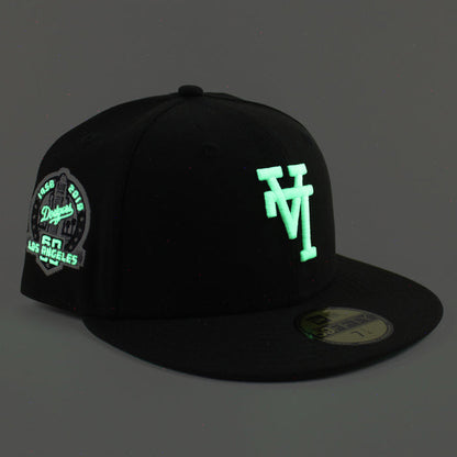Los Angeles Dodgers Upside Down 60th Anniversary New Era 59Fifty Fitted Hat (Black Green Under Brim)