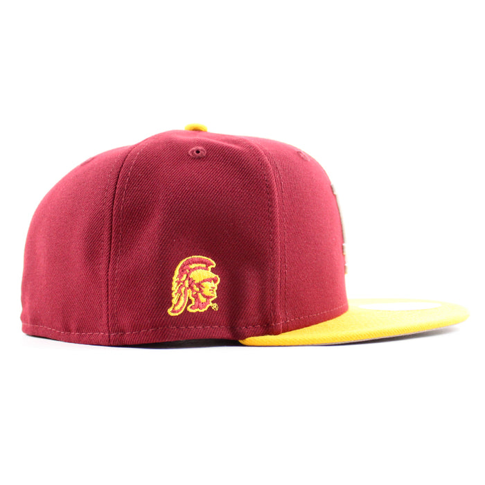 Los Angeles Dodgers x University of Southern California New Era 59Fifty Fitted Hat (Cardinal Yellow Gray Under Brim)