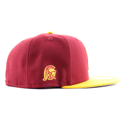 Los Angeles Dodgers x University of Southern California New Era 59Fifty Fitted Hat (Cardinal Yellow Gray Under Brim)