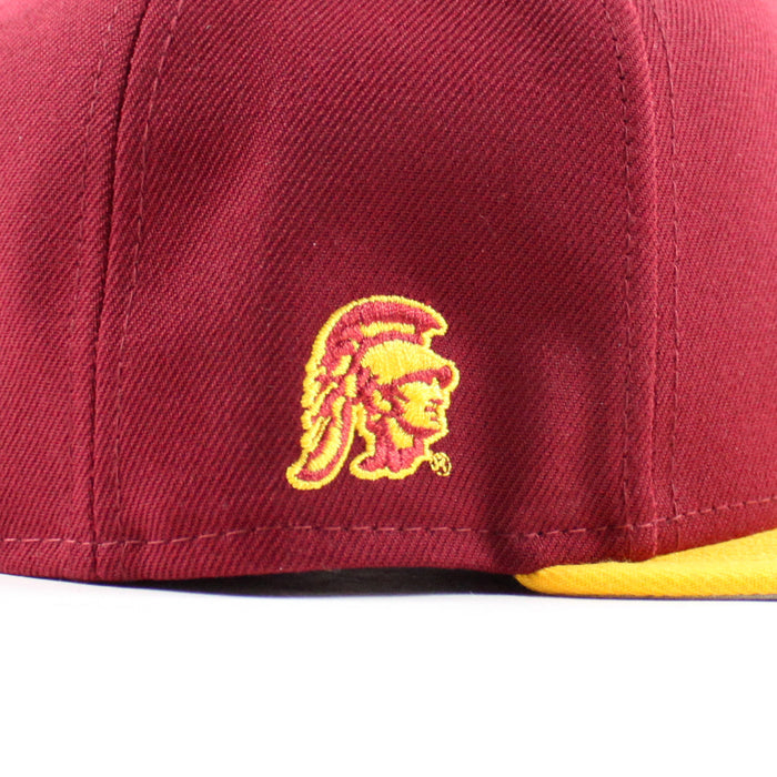 Los Angeles Dodgers x University of Southern California New Era 59Fifty Fitted Hat (Cardinal Yellow Gray Under Brim)