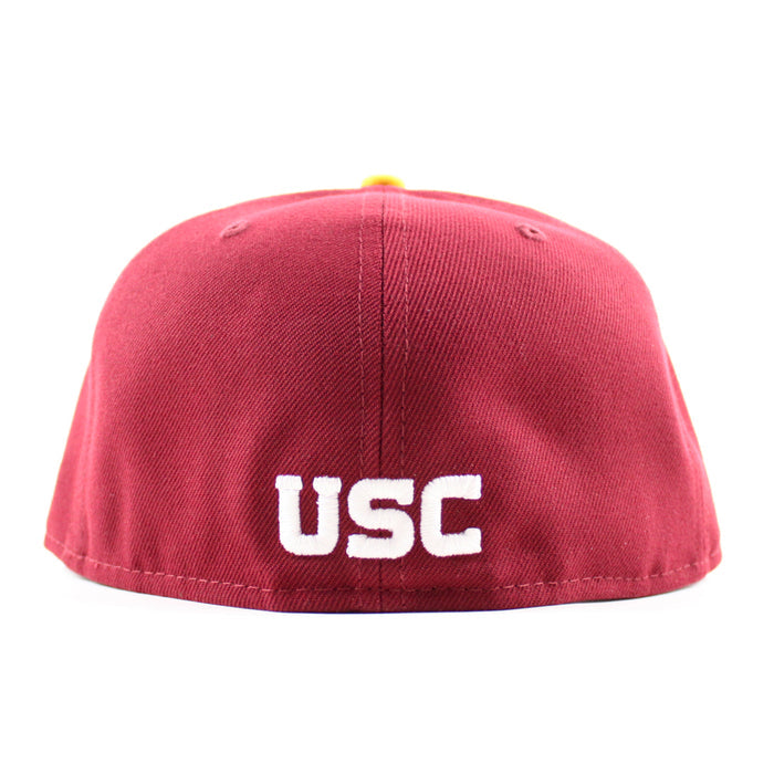 Los Angeles Dodgers x University of Southern California New Era 59Fifty Fitted Hat (Cardinal Yellow Gray Under Brim)