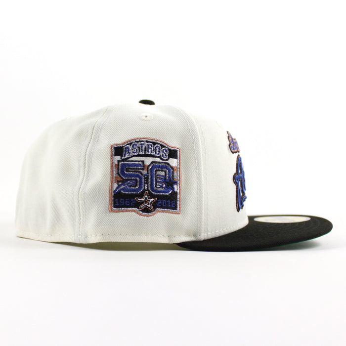 Los Astros 50 Years New Era 59Fifty Fitted Hat (Chrome White Black Green Under Brim)