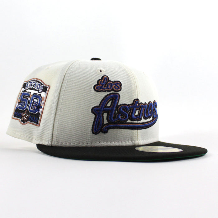 Los Astros 50 Years New Era 59Fifty Fitted Hat (Chrome White Black Green Under Brim)