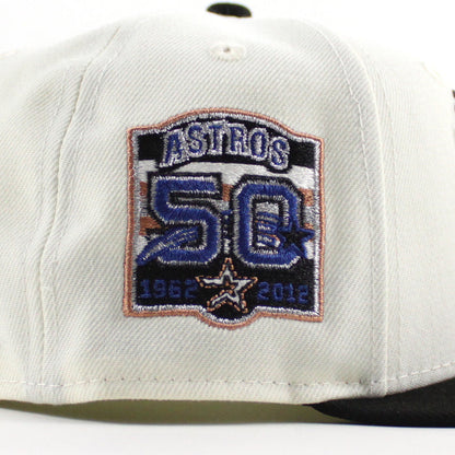 Los Astros 50 Years New Era 59Fifty Fitted Hat (Chrome White Black Green Under Brim)
