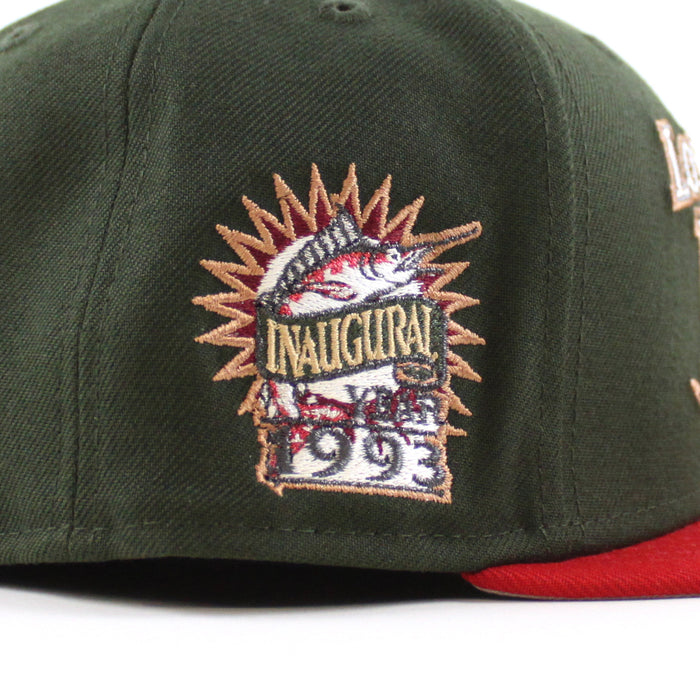 Los Florida Marlins 1993 Inaugural Season New Era 59Fifty Fitted Hat (SeaWeed Green Red Gray Under brim)