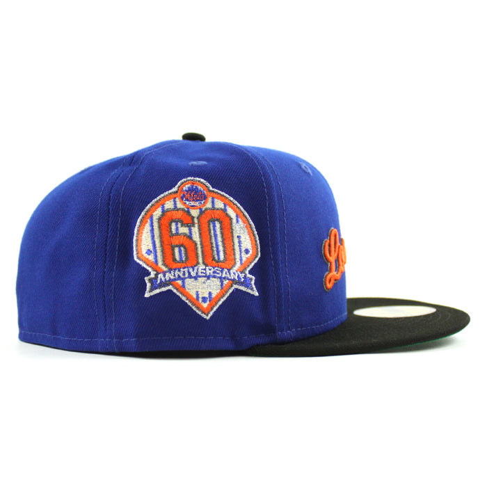 Los Mets New York Mets 60th Anniversary New Era 59Fifty Fitted Hat (Royal Blue Black Green Under Brim)