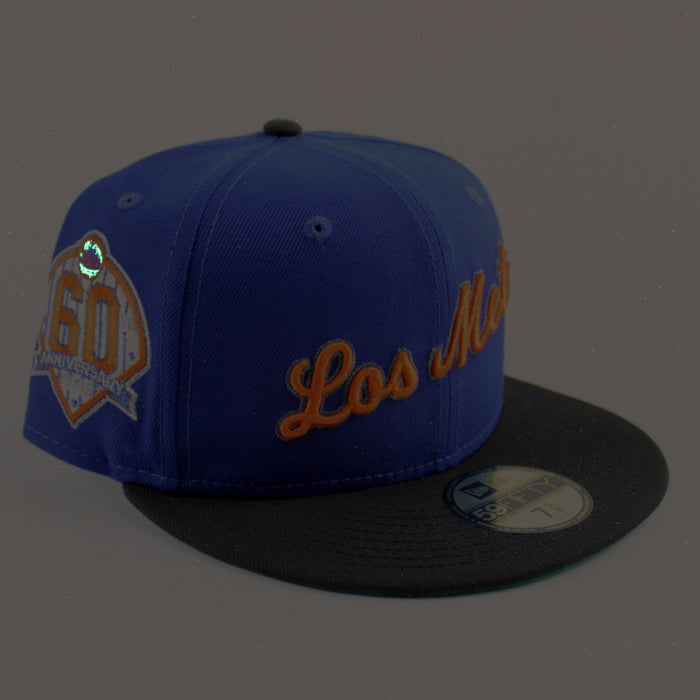 Los Mets New York Mets 60th Anniversary New Era 59Fifty Fitted Hat (Royal Blue Black Green Under Brim)