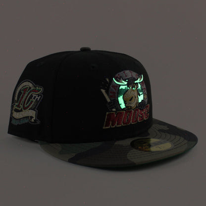 MANITOBA MOOSE 10TH SEASON AMERICAN HOCKEY LEAGUE New Era 59Fifty Fitted Hat (Black WoodLand Camo Green Under Brim)