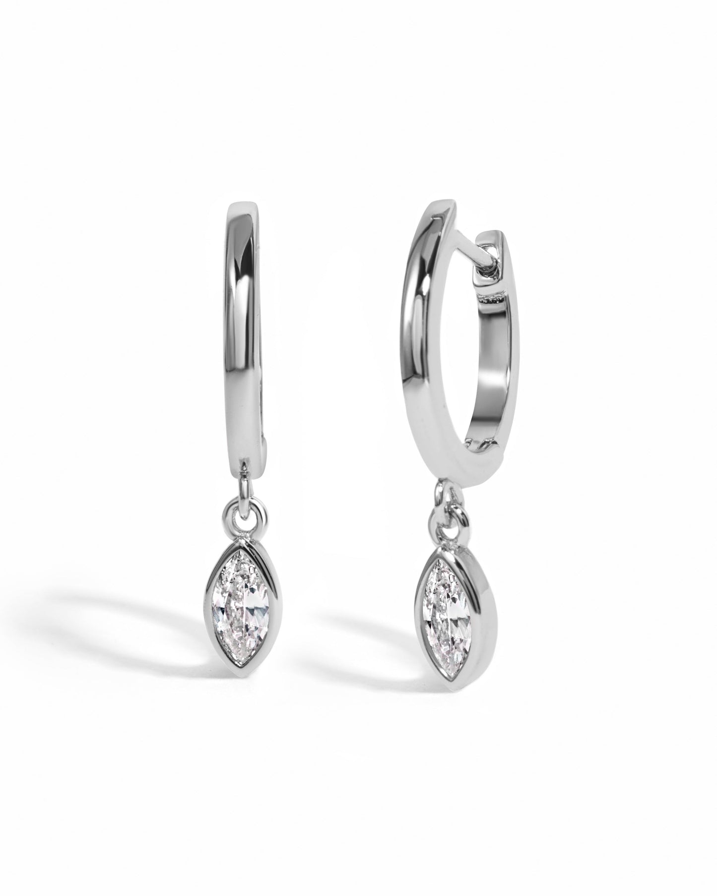 Marquise Bezel Drop Huggies