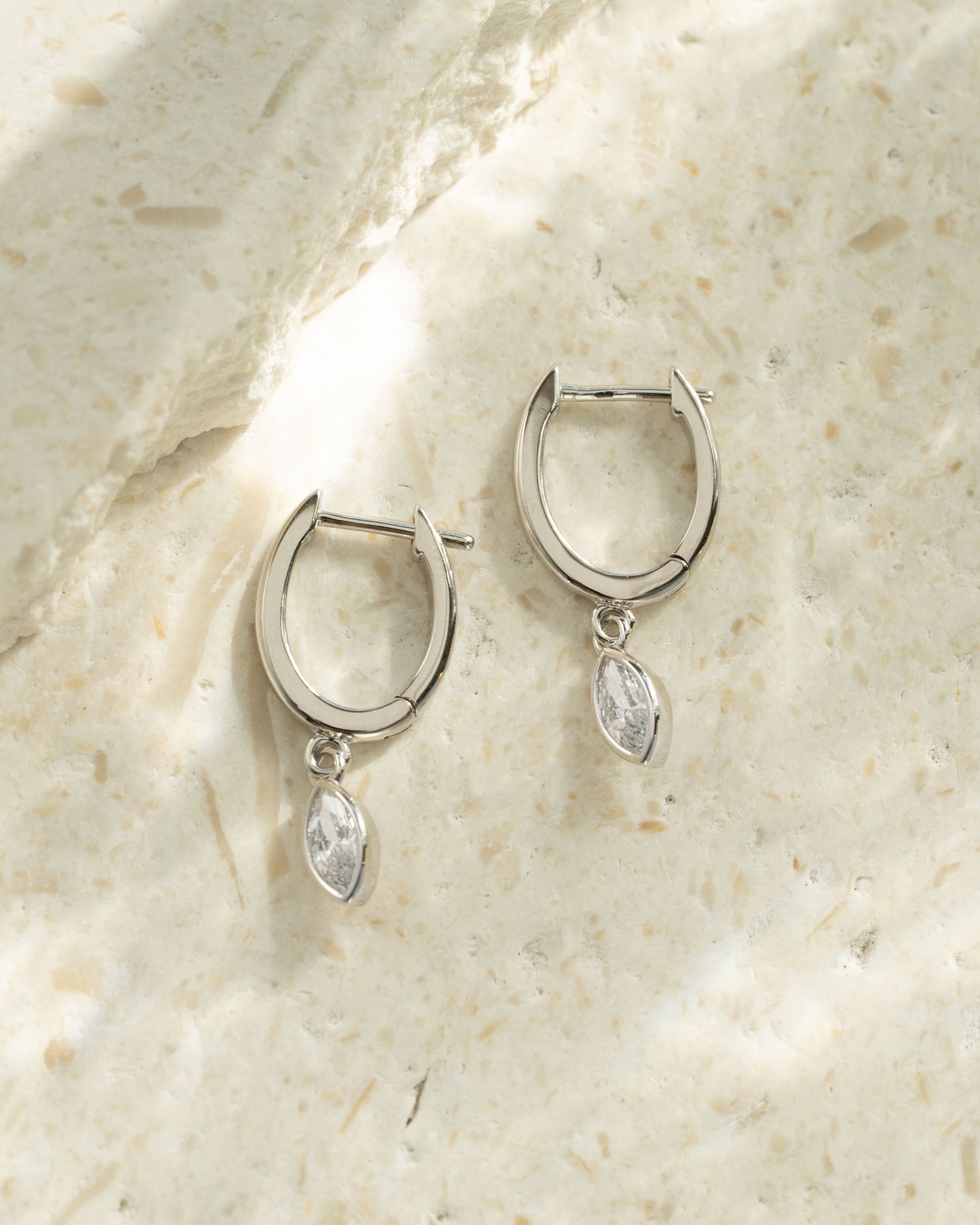 Marquise Bezel Drop Huggies