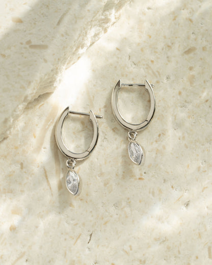 Marquise Bezel Drop Huggies