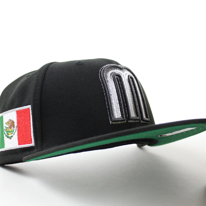 Mexico 2023 World Baseball Classic (WBC) Mexican Flag New Era 59Fifty Fitted Hat (Black Green Under Brim)