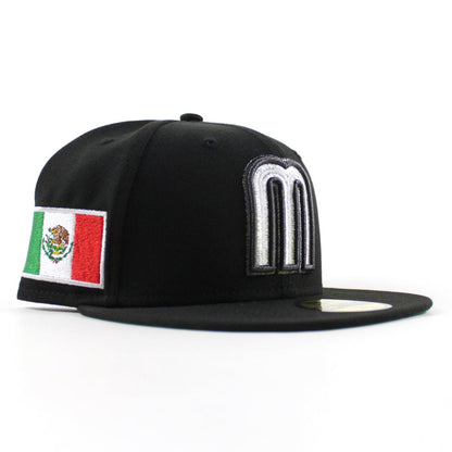 Mexico 2023 World Baseball Classic (WBC) Mexican Flag New Era 59Fifty Fitted Hat (Black Green Under Brim)