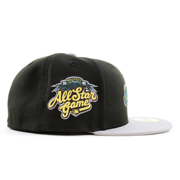 Milwaukee Brewers 2002 All Star Game New Era 59Fifty Fitted Hat (Black Gray Metallic Silver Under Brim)