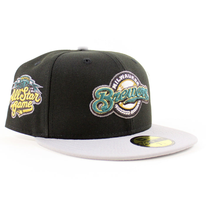 Milwaukee Brewers 2002 All Star Game New Era 59Fifty Fitted Hat (Black Gray Metallic Silver Under Brim)