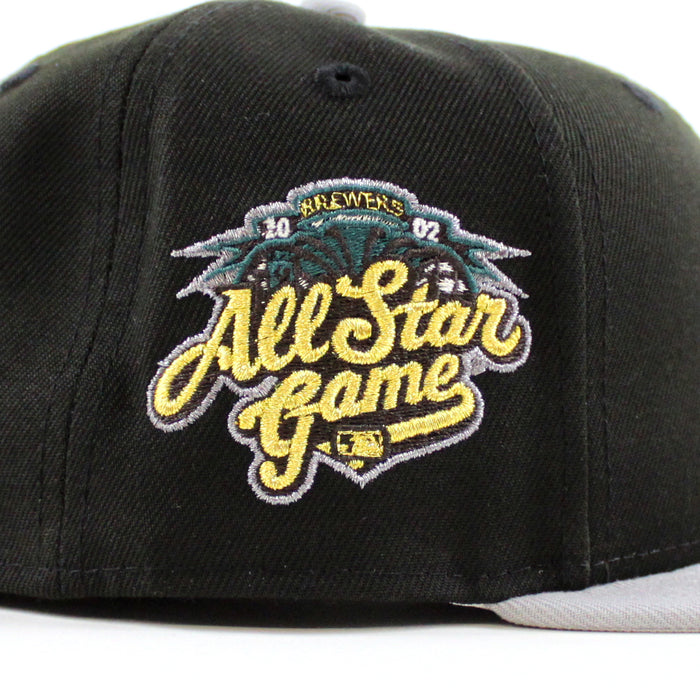 Milwaukee Brewers 2002 All Star Game New Era 59Fifty Fitted Hat (Black Gray Metallic Silver Under Brim)