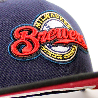 Milwaukee Brewers COUNTY STADIUM New Era 59Fifty Fitted Hat (Glow in the Dark Navy Black Cardinal Under Brim)