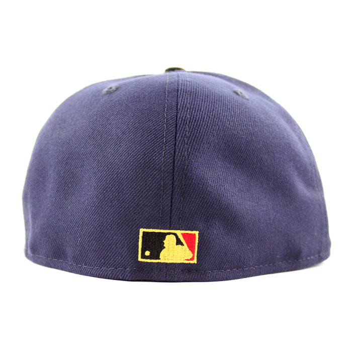 Milwaukee Brewers COUNTY STADIUM New Era 59Fifty Fitted Hat (Glow in the Dark Navy Black Cardinal Under Brim)