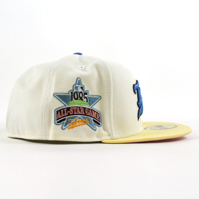 Minnesota Twins 1985 All Star game New Era 59Fifty Fitted Hat (Chrome White soft Yellow Pink Under Brim)