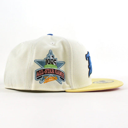 Minnesota Twins 1985 All Star game New Era 59Fifty Fitted Hat (Chrome White soft Yellow Pink Under Brim)