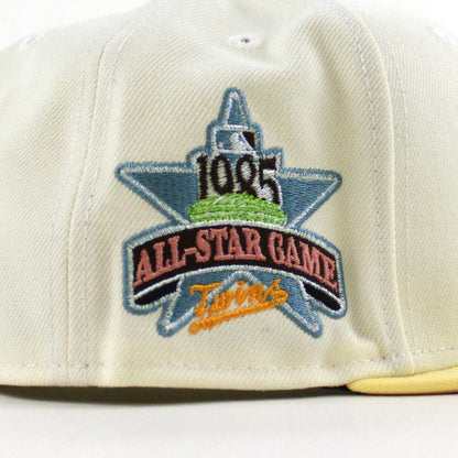 Minnesota Twins 1985 All Star game New Era 59Fifty Fitted Hat (Chrome White soft Yellow Pink Under Brim)
