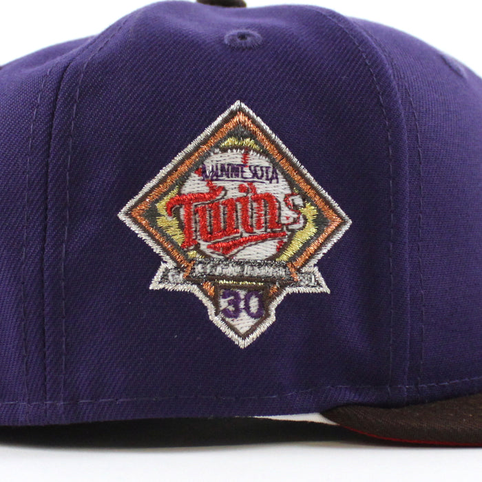 Minnesota Twins 30th Anniversary New Era 59Fifty Fitted Hat (GITD Purple Burnt Wood Scarlet Under Brim)