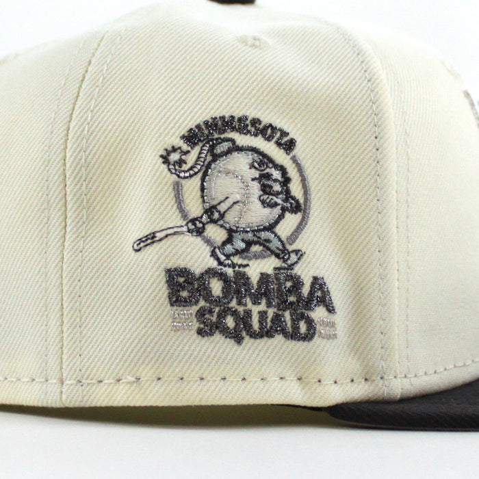 Minnesota Twins Bomba Squad New Era 59Fifty Fitted Hat (Chrome White Dark Gray Gray Under Brim)