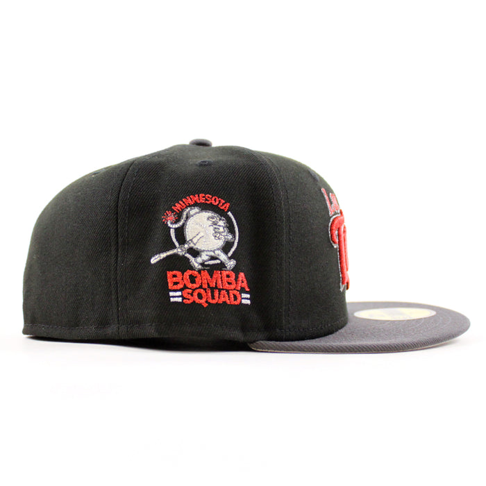 Minnesota Twins Bombs Squad New Era 59Fifty Fitted Hat (Black Dark Gray Gray Under Brim)