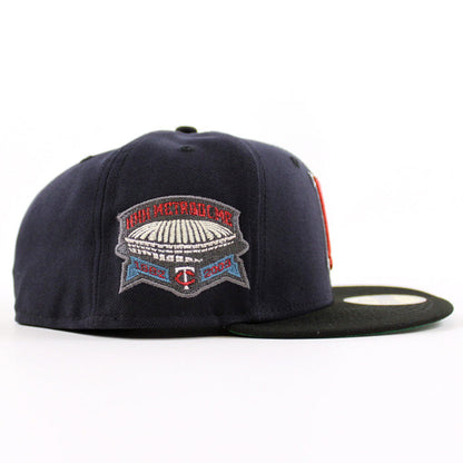 Minnesota Twins HHH Metrodome New Era 59Fifty Fitted Hat (Navy Black Green Under Brim)