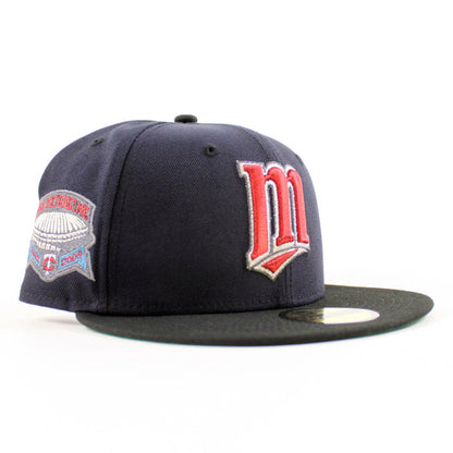Minnesota Twins HHH Metrodome New Era 59Fifty Fitted Hat (Navy Black Green Under Brim)