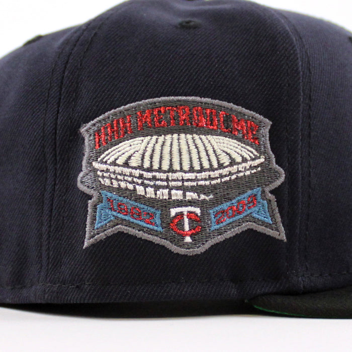 Minnesota Twins HHH Metrodome New Era 59Fifty Fitted Hat (Navy Black Green Under Brim)
