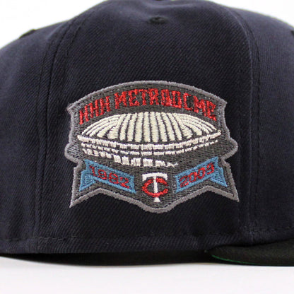 Minnesota Twins HHH Metrodome New Era 59Fifty Fitted Hat (Navy Black Green Under Brim)