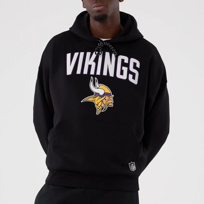 The Male model is wearing Minnesota Vikings NFL International Series Games 2025 Black Premium Pullover Hoodie 3