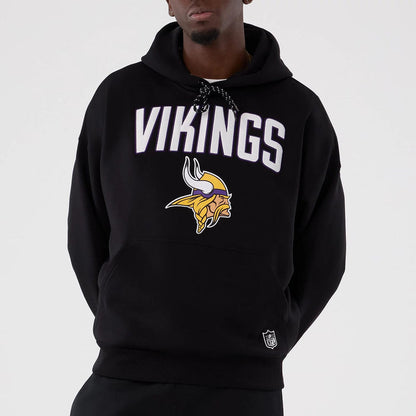 The Male model is wearing Minnesota Vikings NFL International Series Games 2025 Black Premium Pullover Hoodie 3